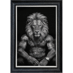 Tattooed Mafia Lion Boss - Framed Animal Wall Art