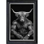 Tattooed Mafia Highland Cow Boss - Framed Animal Wall Art