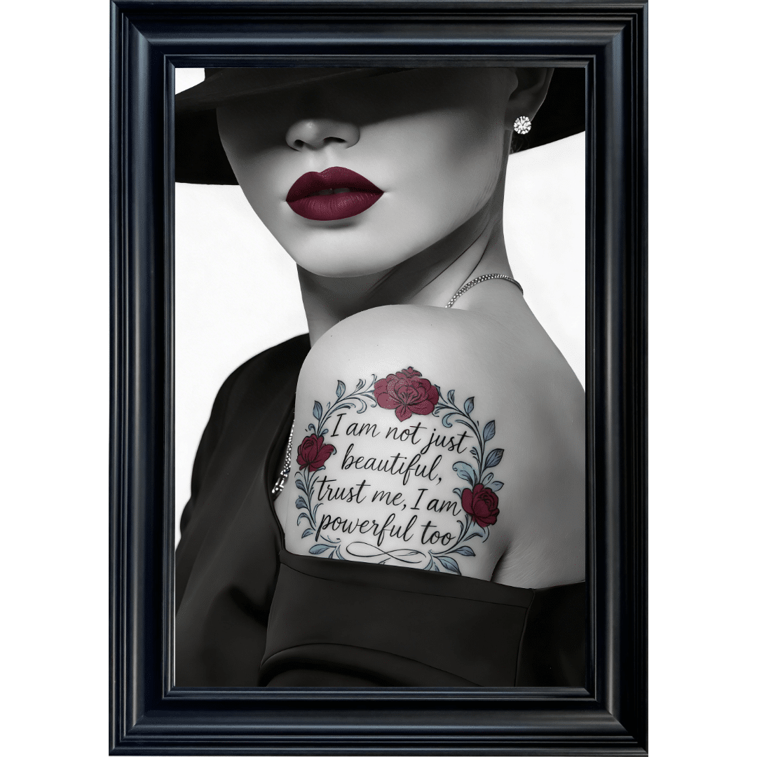 Untitled (19) Beautiful and Powerful Tattooed Woman - Framed Wall Art