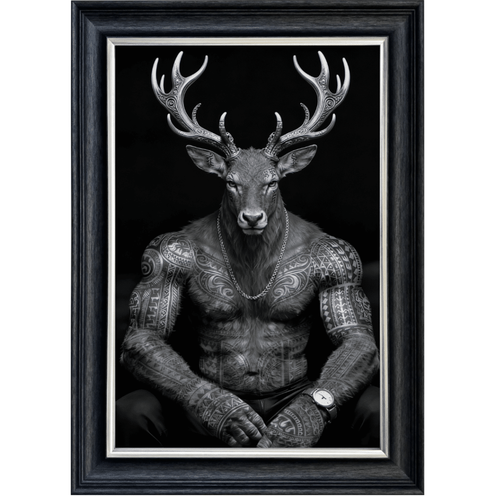 Tattooed Mafia Stag Boss - Framed Animal Wall Art