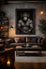 Tattooed Mafia Chimp Boss - Framed Animal Wall Art - Image 4