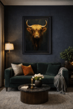 Black and Gold Highland Cow - Framed Animal Wall Art - Image 3