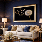 Dandelion and Seeds Blowing Left - Black and Gold Framed Wall Art - Image 3
