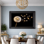 Dandelion and Seeds Blowing Right - Black and Gold Framed Wall Art - Image 4