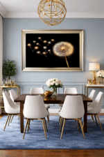 Dandelion and Seeds Blowing Left - Black and Gold Framed Wall Art - Image 4