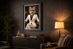 Female Fox in White Floral Suit Wall Art | Luxury Framed Animal Art - Image 4
