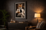 Fox in White Floral Suit Wall Art | Luxury Framed Animal Art - Image 5