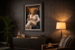 Female Highland Cow in White Floral Suit Wall Art | Luxury Framed Animal Art - Image 6