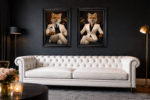 Female Fox in White Floral Suit Wall Art | Luxury Framed Animal Art - Image 3