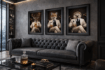 Fox in White Floral Suit Wall Art | Luxury Framed Animal Art - Image 3