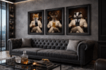 Fox in White Floral Suit Wall Art | Luxury Framed Animal Art - Image 2
