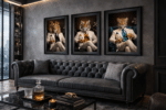Lion in White Floral Suit Wall Art | Luxury Framed Animal Art - Image 3