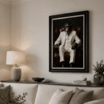 Chimp in White Floral Suit Wall Art - Luxury Framed Monkey Art - Image 2