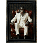 Chimp in White Floral Suit Wall Art - Luxury Framed Monkey Art