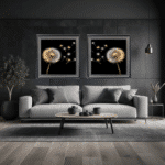 Dandelion Blowing Left - Black and Gold Framed Wall Art - Image 4