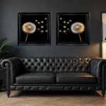 Dandelion Blowing Left - Black and Gold Framed Wall Art - Image 3