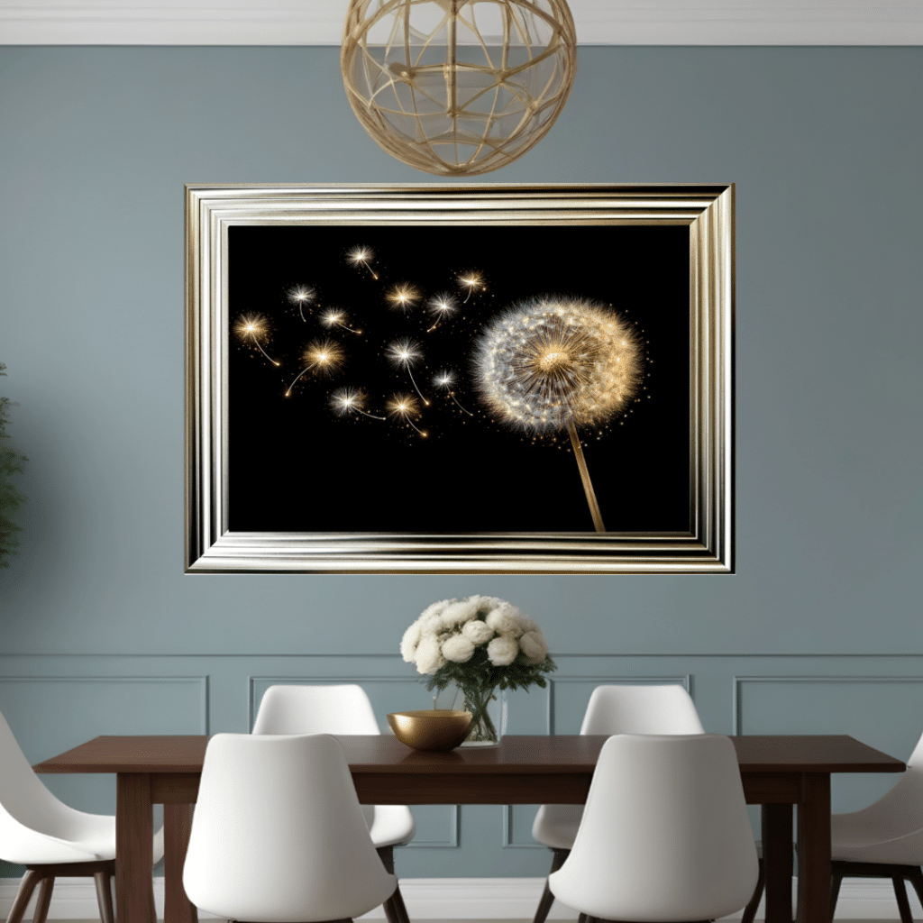 modern black and gold floral wall art framed