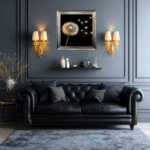Dandelion blowing Right - Black and Gold Framed Wall Art - Image 2