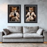 Female Fox in White Floral Suit Wall Art | Luxury Framed Animal Art - Image 5