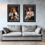 Female Lioness in White Floral Suit Wall Art | Luxury Framed Animal Art - Image 7