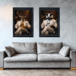 Stag in White Floral Suit Wall Art | Luxury Framed Animal Art - Image 4