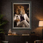 Lion in White Floral Suit Wall Art | Luxury Framed Animal Art - Image 4