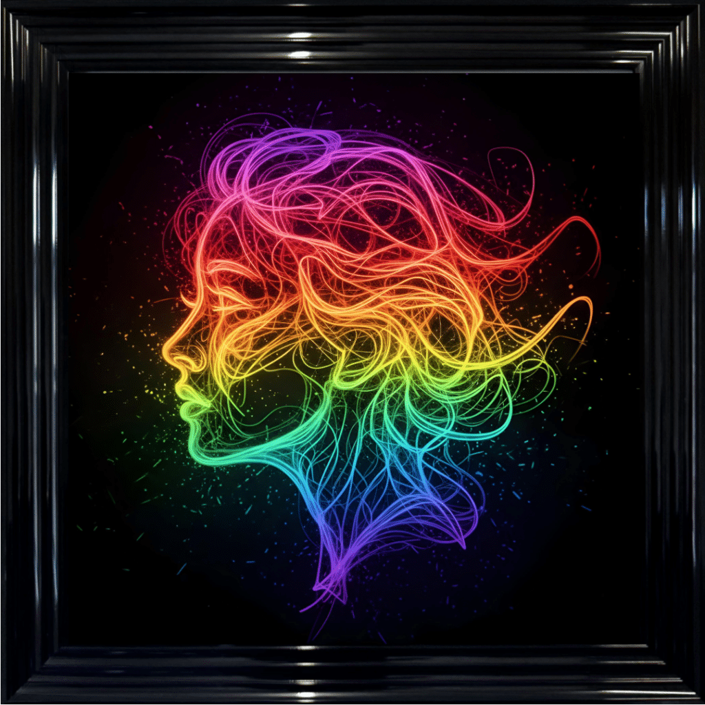 Infinite Spirit – Neon Abstract Couple Wall Art
