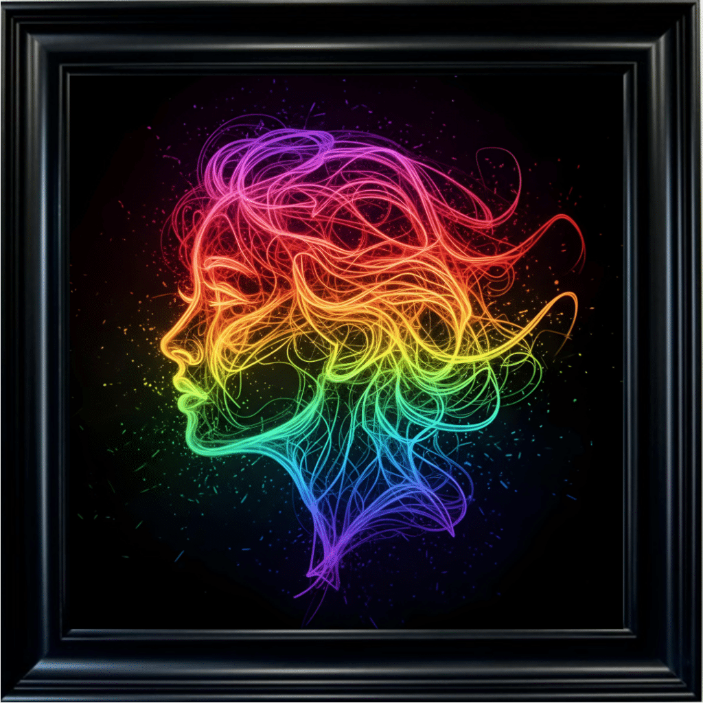 Infinite Spirit – Neon Abstract Couple Wall Art