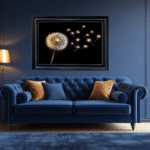Dandelion and Seeds Blowing Right - Black and Gold Framed Wall Art - Image 3