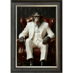 Chimp in White Floral Suit Wall Art - Luxury Framed Monkey Art