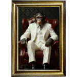 Chimp in White Floral Suit Wall Art - Luxury Framed Monkey Art