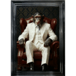 Chimp in White Floral Suit Wall Art - Luxury Framed Monkey Art