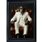 Chimp in White Floral Suit Wall Art - Luxury Framed Monkey Art