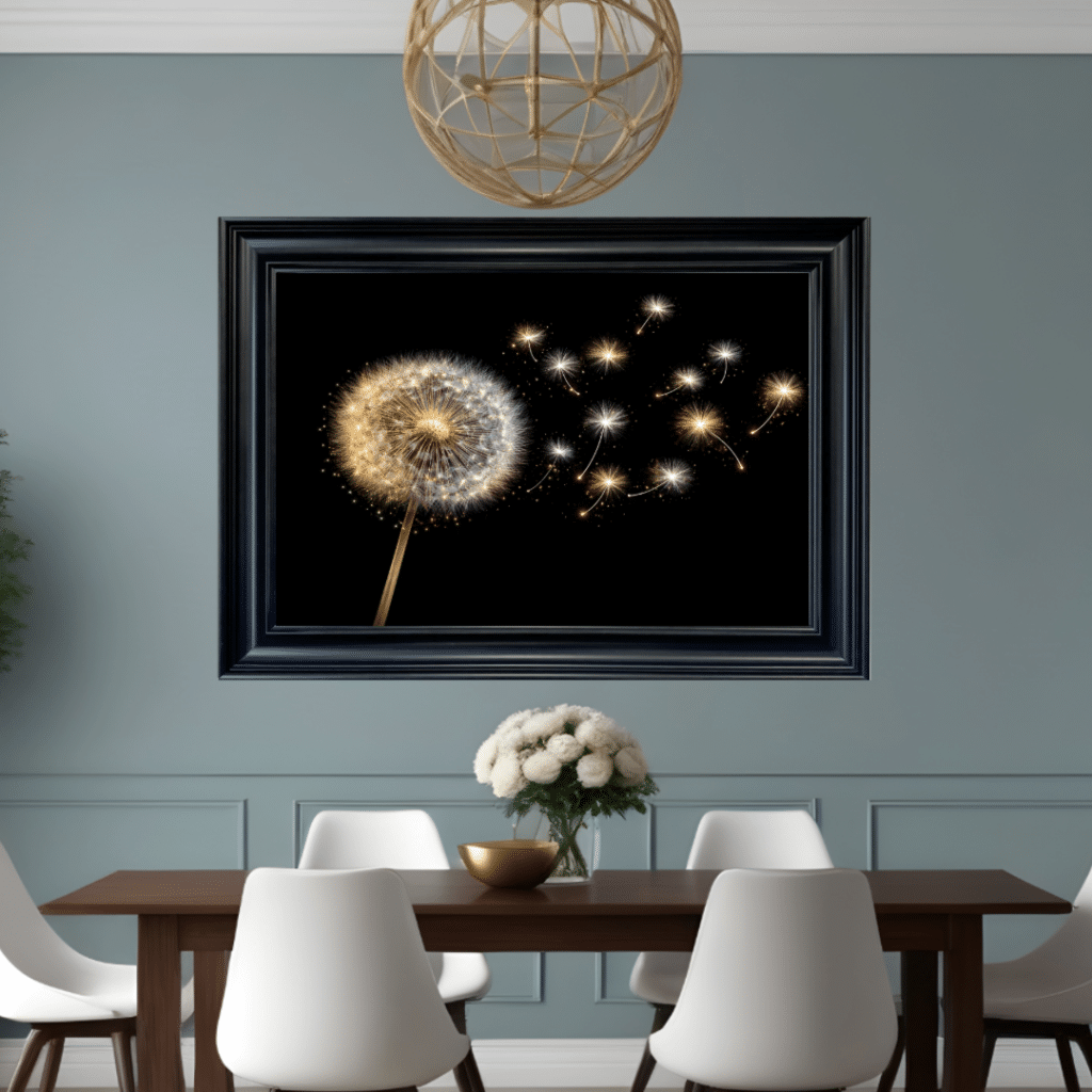 modern black and gold floral wall art framed