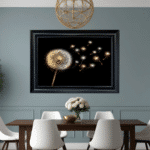 modern black and gold floral wall art framed