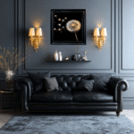 black and gold dandelion framed artwork