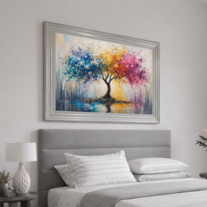 vibrant abstract wall art tree with multicolour leaves