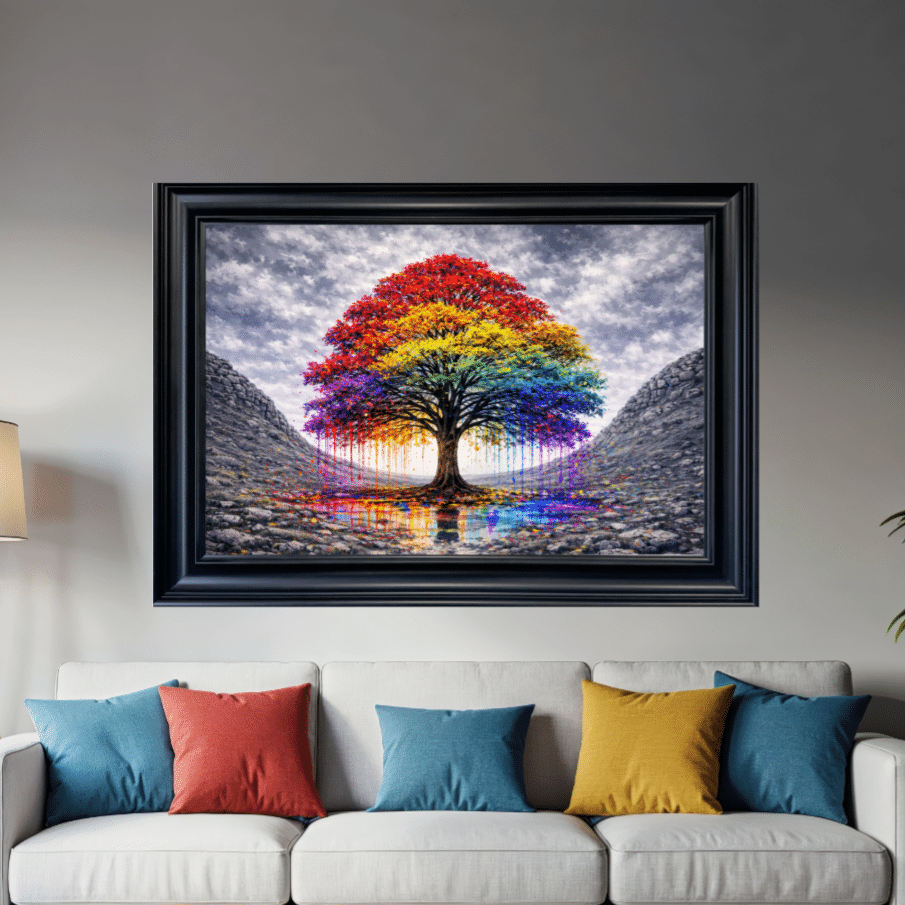 Sycamore Gap Tree of Colours -Framed Wall Art for Living Room