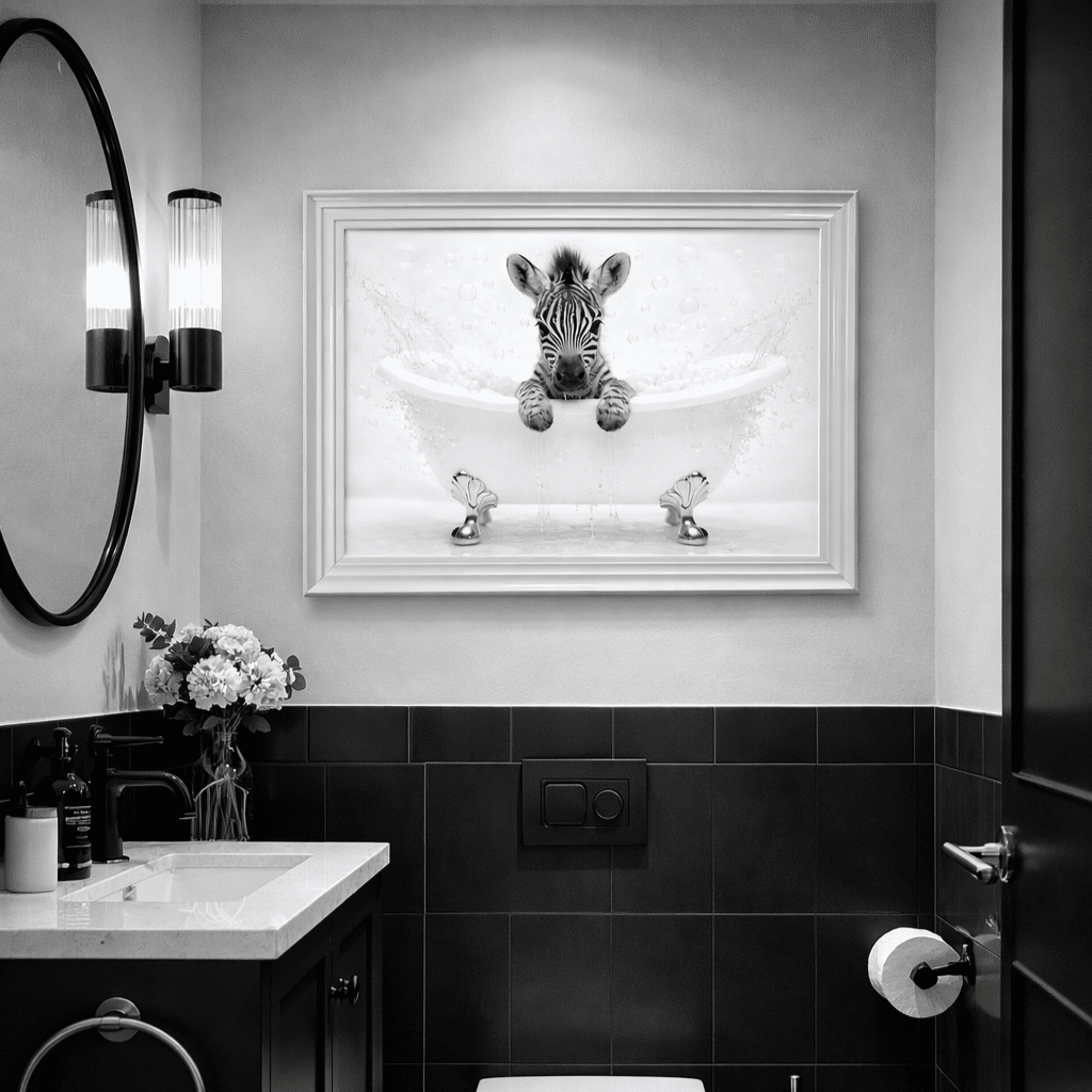 Animals in the Bath Wall Art - bathroom wall art