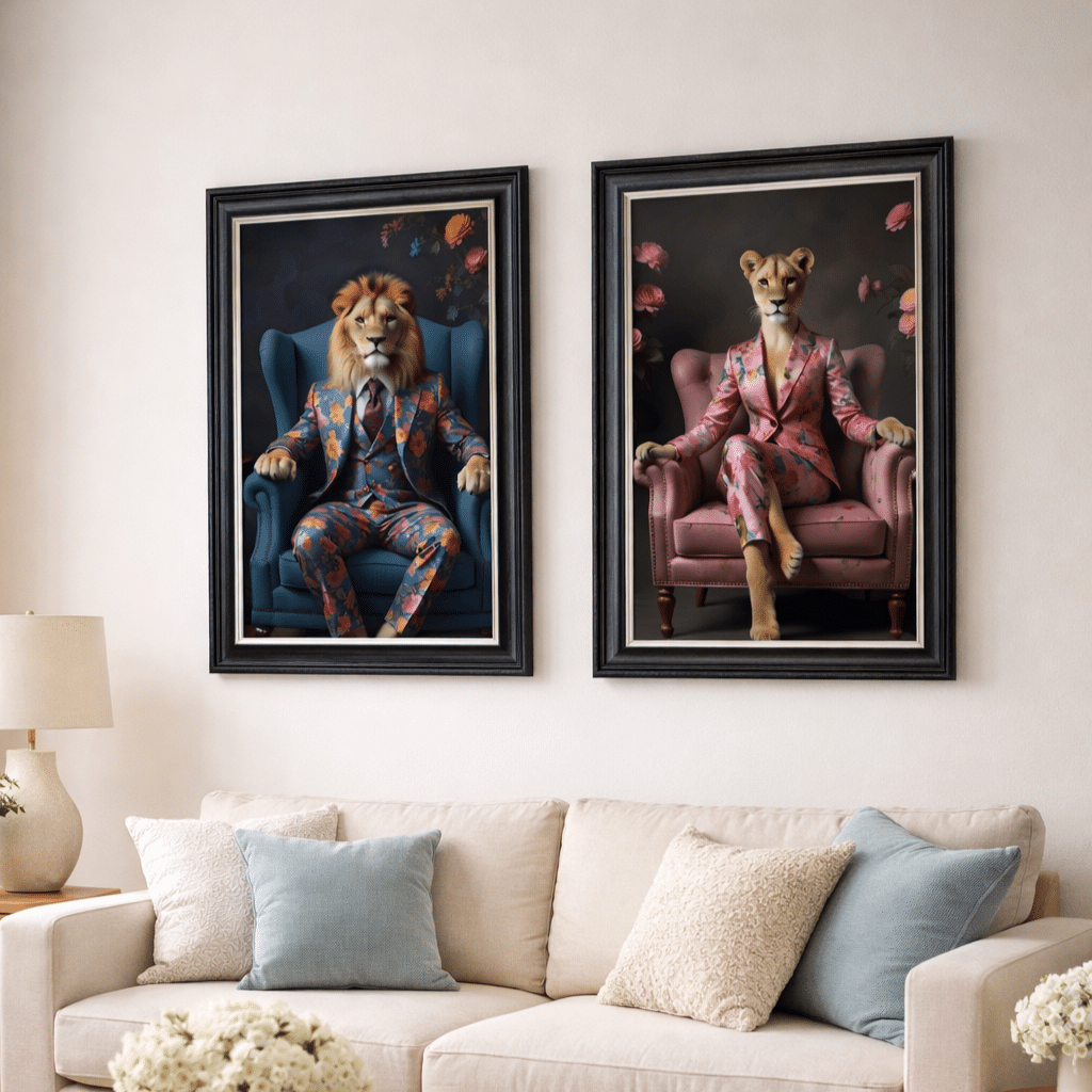 Animals in Floral Suits Wall Art