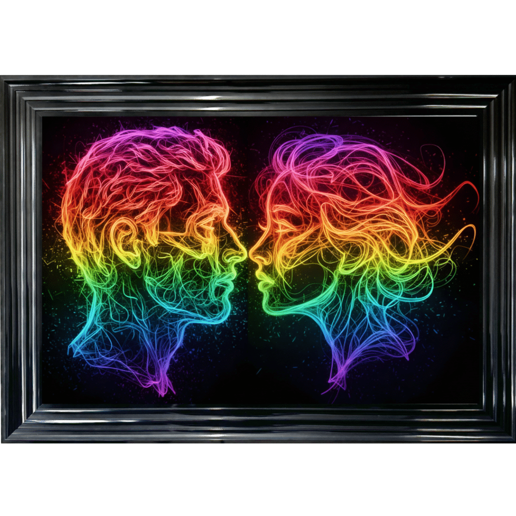 Eternal Connection – Neon Abstract Couple Wall Art