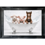Farmyard Friends in the Bath - Framed Picture