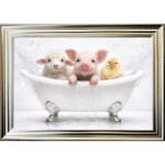 Farmyard Pals in the Bath - Framed Picture