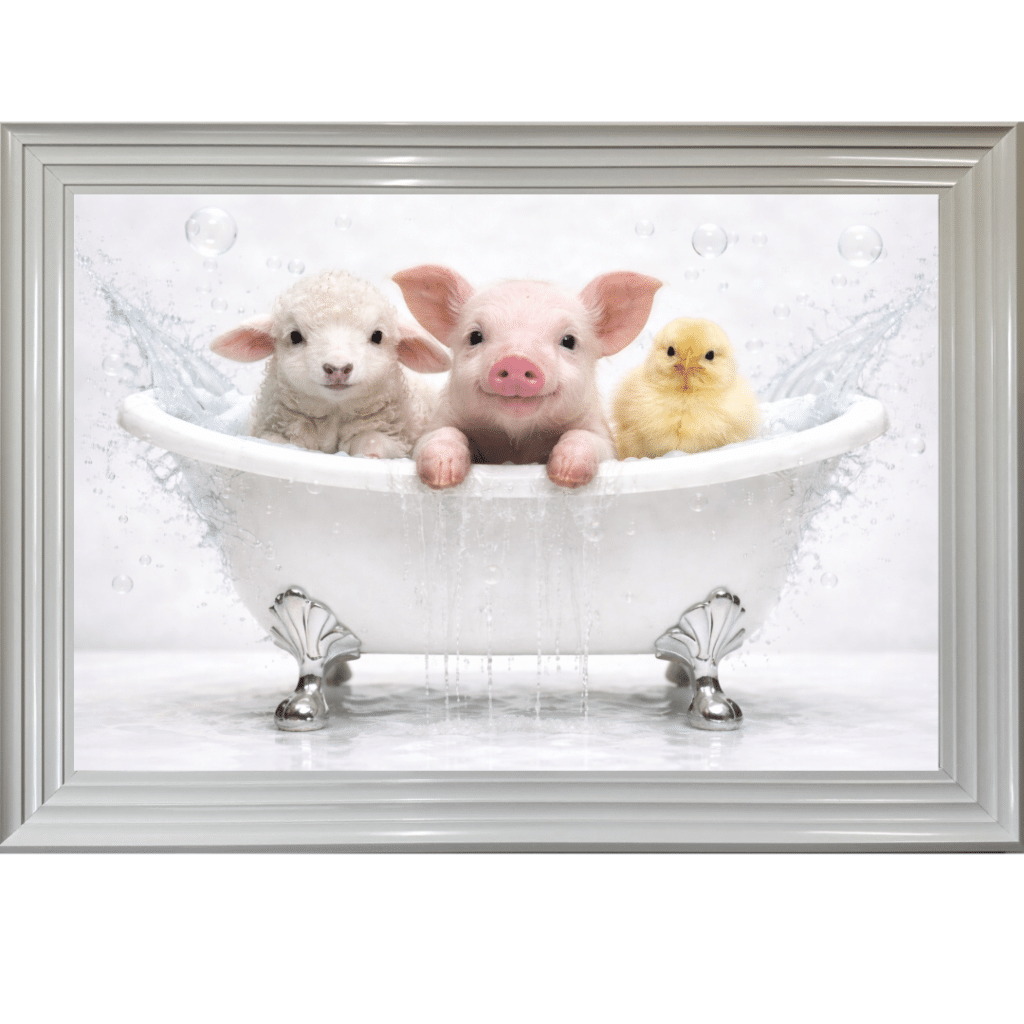 Farmyard Pals in the Bath - Framed Picture