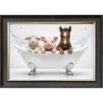 Farmyard Friends in the Bath - Framed Picture