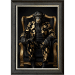 Chimp in Black and Gold floral suit - Luxury Framed Animal Wall Art