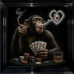 Poker Monkey Framed Wall Art - Luxury Animal Wall Art