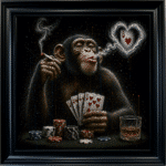 Poker Monkey Framed Wall Art - Luxury Animal Wall Art