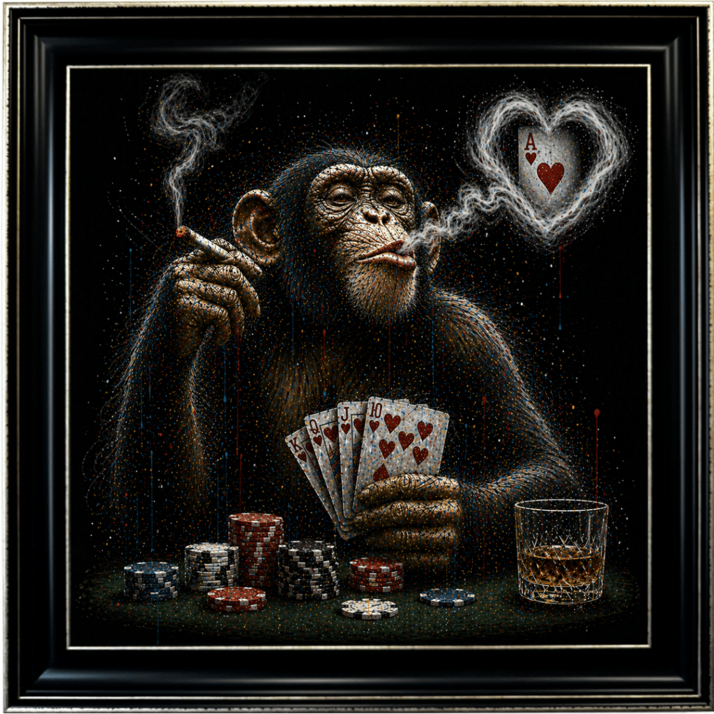 Poker Monkey Framed Wall Art - Luxury Animal Wall Art for Living Room