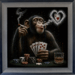 Poker Monkey Framed Wall Art - Luxury Animal Wall Art
